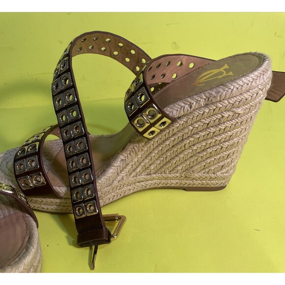 Women's Vince Camuto Signature Dacia Leather Espadrille Wedge Sandals Sz 10 - Picture 4 of 10